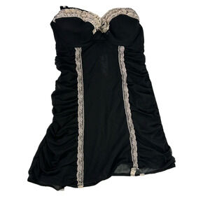 Essentials by A.B.S Beautiful Black cream Lace Corset Babydoll